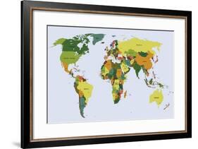 Highly Detailed Political World Map with Labeling. Vector Illustration.-Bardocz Peter-Framed Art Print