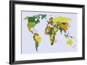 Highly Detailed Political World Map with Labeling. Vector Illustration.-Bardocz Peter-Framed Art Print