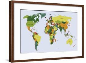 Highly Detailed Political World Map with Labeling. Vector Illustration.-Bardocz Peter-Framed Art Print