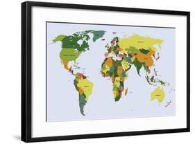 Highly Detailed Political World Map with Labeling. Vector Illustration.-Bardocz Peter-Framed Art Print