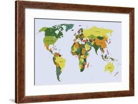 Highly Detailed Political World Map with Labeling. Vector Illustration.-Bardocz Peter-Framed Art Print
