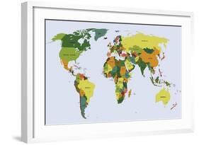 Highly Detailed Political World Map with Labeling. Vector Illustration.-Bardocz Peter-Framed Art Print