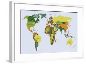 Highly Detailed Political World Map with Labeling. Vector Illustration.-Bardocz Peter-Framed Art Print