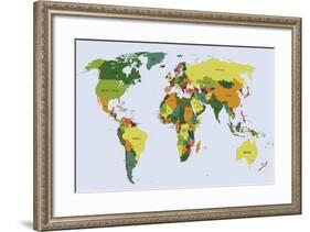 Highly Detailed Political World Map with Labeling. Vector Illustration.-Bardocz Peter-Framed Art Print