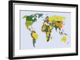 Highly Detailed Political World Map with Labeling. Vector Illustration.-Bardocz Peter-Framed Art Print