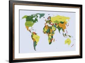 Highly Detailed Political World Map with Labeling. Vector Illustration.-Bardocz Peter-Framed Art Print