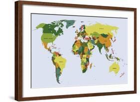 Highly Detailed Political World Map with Labeling. Vector Illustration.-Bardocz Peter-Framed Art Print