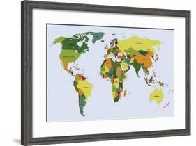 Highly Detailed Political World Map with Labeling. Vector Illustration.-Bardocz Peter-Framed Art Print