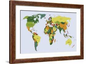 Highly Detailed Political World Map with Labeling. Vector Illustration.-Bardocz Peter-Framed Art Print