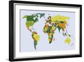 Highly Detailed Political World Map with Labeling. Vector Illustration.-Bardocz Peter-Framed Art Print
