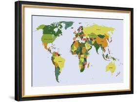 Highly Detailed Political World Map with Labeling. Vector Illustration.-Bardocz Peter-Framed Art Print