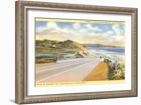 Highway 101 in Southern California, Torrey Pines-null-Framed Art Print