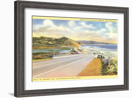 Highway 101 in Southern California, Torrey Pines-null-Framed Art Print