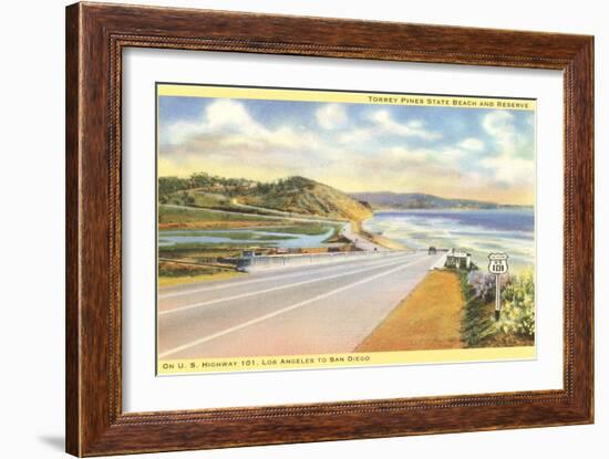 Highway 101 in Southern California, Torrey Pines-null-Framed Art Print