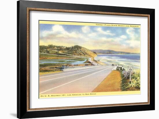 Highway 101 in Southern California, Torrey Pines-null-Framed Art Print