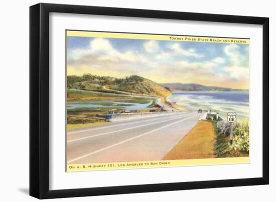 Highway 101 in Southern California, Torrey Pines-null-Framed Art Print