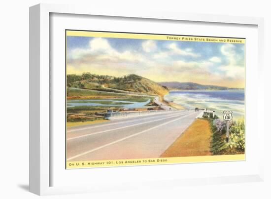Highway 101 in Southern California, Torrey Pines--Framed Art Print
