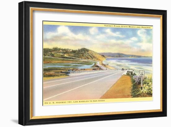 Highway 101 in Southern California, Torrey Pines-null-Framed Art Print