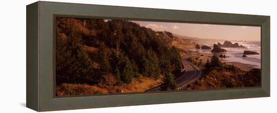 Highway Along a Coast, Highway 101, Pacific Coastline, Oregon, USA-null-Framed Premier Image Canvas