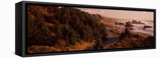 Highway Along a Coast, Highway 101, Pacific Coastline, Oregon, USA-null-Framed Premier Image Canvas