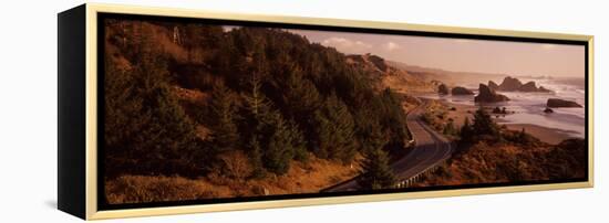 Highway Along a Coast, Highway 101, Pacific Coastline, Oregon, USA-null-Framed Premier Image Canvas