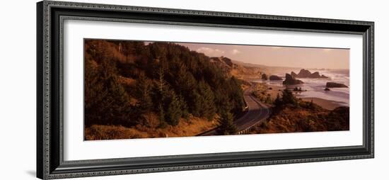 Highway Along a Coast, Highway 101, Pacific Coastline, Oregon, USA-null-Framed Photographic Print