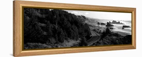 Highway Along a Coast, Highway 101, Pacific Coastline, Oregon, USA-null-Framed Premier Image Canvas