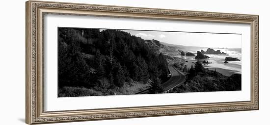 Highway Along a Coast, Highway 101, Pacific Coastline, Oregon, USA-null-Framed Photographic Print