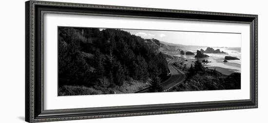 Highway Along a Coast, Highway 101, Pacific Coastline, Oregon, USA-null-Framed Photographic Print