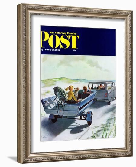 "Highway Boatride," Saturday Evening Post Cover, July 14, 1962-George Hughes-Framed Giclee Print