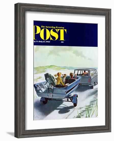 "Highway Boatride," Saturday Evening Post Cover, July 14, 1962-George Hughes-Framed Giclee Print