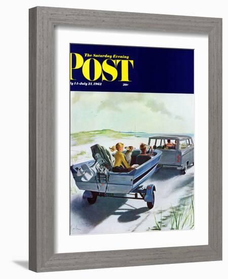 "Highway Boatride," Saturday Evening Post Cover, July 14, 1962-George Hughes-Framed Giclee Print