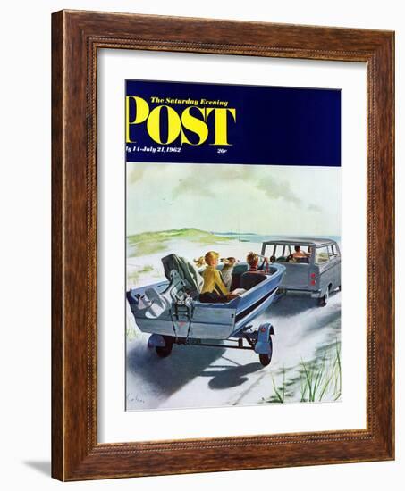 "Highway Boatride," Saturday Evening Post Cover, July 14, 1962-George Hughes-Framed Giclee Print