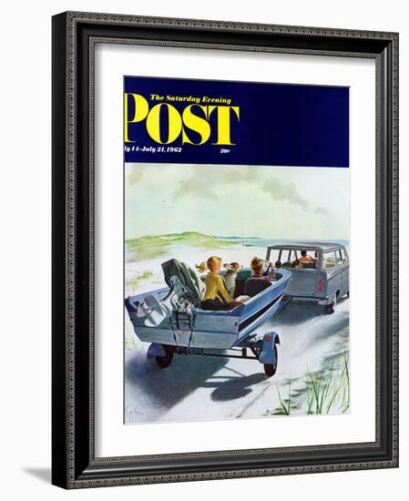 "Highway Boatride," Saturday Evening Post Cover, July 14, 1962-George Hughes-Framed Giclee Print