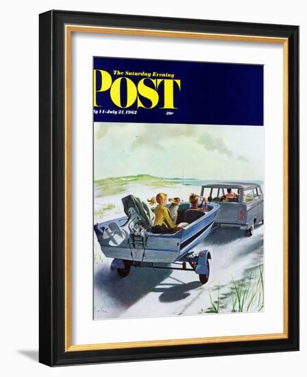 "Highway Boatride," Saturday Evening Post Cover, July 14, 1962-George Hughes-Framed Premium Giclee Print