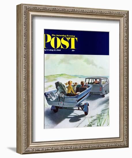 "Highway Boatride," Saturday Evening Post Cover, July 14, 1962-George Hughes-Framed Giclee Print