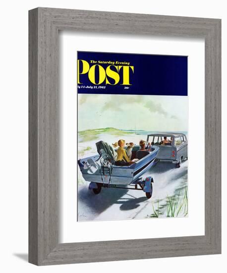 "Highway Boatride," Saturday Evening Post Cover, July 14, 1962-George Hughes-Framed Giclee Print