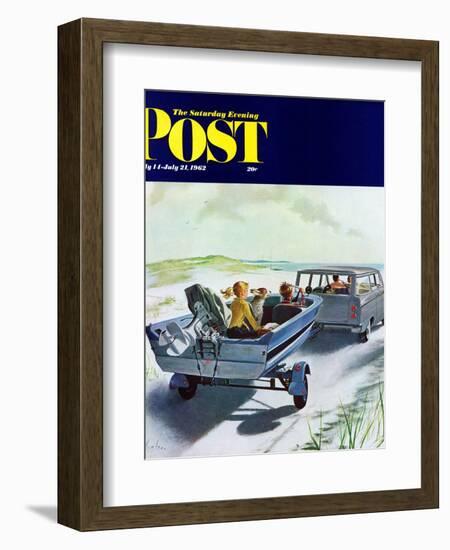 "Highway Boatride," Saturday Evening Post Cover, July 14, 1962-George Hughes-Framed Giclee Print