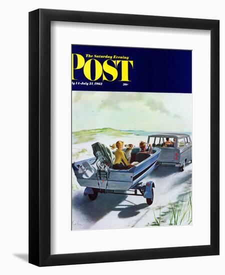 "Highway Boatride," Saturday Evening Post Cover, July 14, 1962-George Hughes-Framed Giclee Print