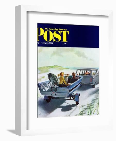 "Highway Boatride," Saturday Evening Post Cover, July 14, 1962-George Hughes-Framed Giclee Print