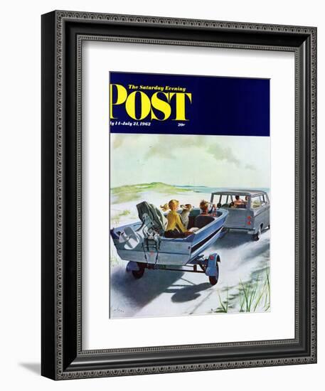 "Highway Boatride," Saturday Evening Post Cover, July 14, 1962-George Hughes-Framed Giclee Print