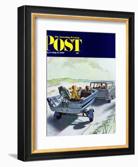 "Highway Boatride," Saturday Evening Post Cover, July 14, 1962-George Hughes-Framed Giclee Print