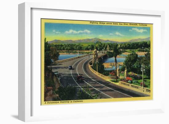 Highway Bridge across Santa Ana River - Riverside, CA-Lantern Press-Framed Art Print