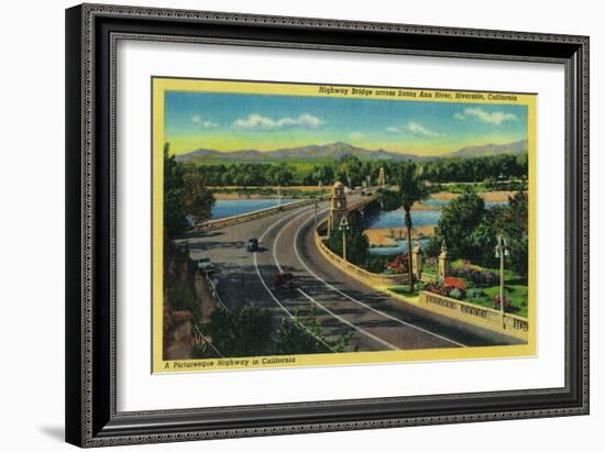 Highway Bridge across Santa Ana River - Riverside, CA-Lantern Press-Framed Art Print