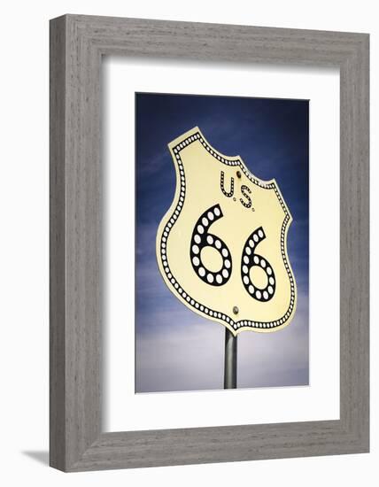 Highway Sign on Historic Route 66, Seligman, Arizona, Usa-Russ Bishop-Framed Photographic Print