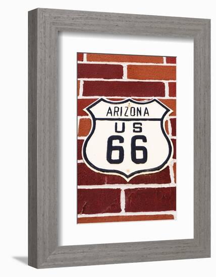 Highway Sign on Historic Route 66, Seligman, Arizona, Usa-Russ Bishop-Framed Photographic Print