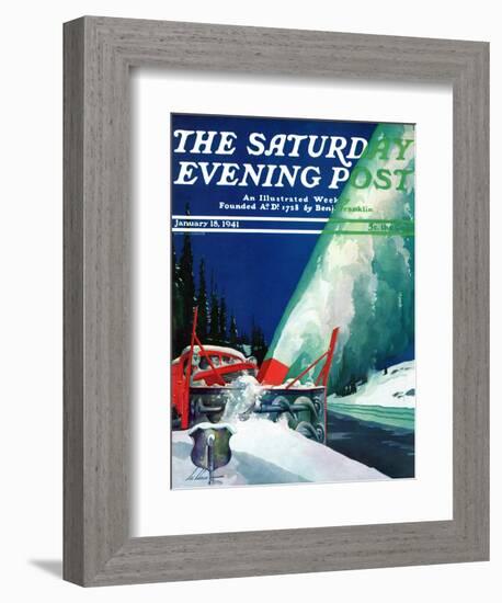 "Highway Snowplow," Saturday Evening Post Cover, January 18, 1941-Ski Weld-Framed Giclee Print