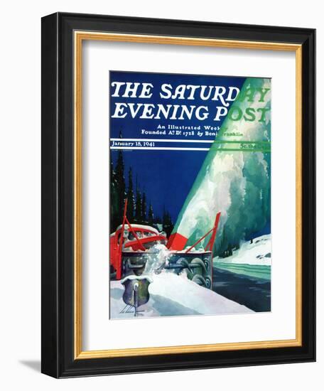 "Highway Snowplow," Saturday Evening Post Cover, January 18, 1941-Ski Weld-Framed Giclee Print