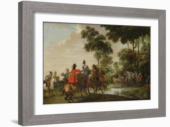 Highwaymen Raiding a Tilt Car by a Forest Stream-Peeter Snayers-Framed Giclee Print