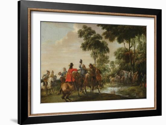 Highwaymen Raiding a Tilt Car by a Forest Stream-Peeter Snayers-Framed Giclee Print